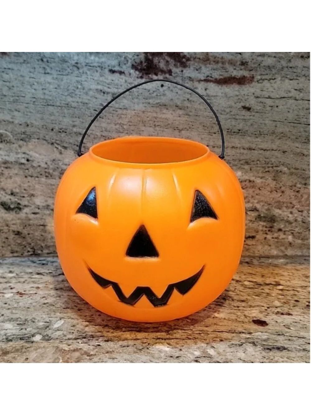 Vintage Pumpkin Blow Mold Trick or Treat Bucket * General Foam USA